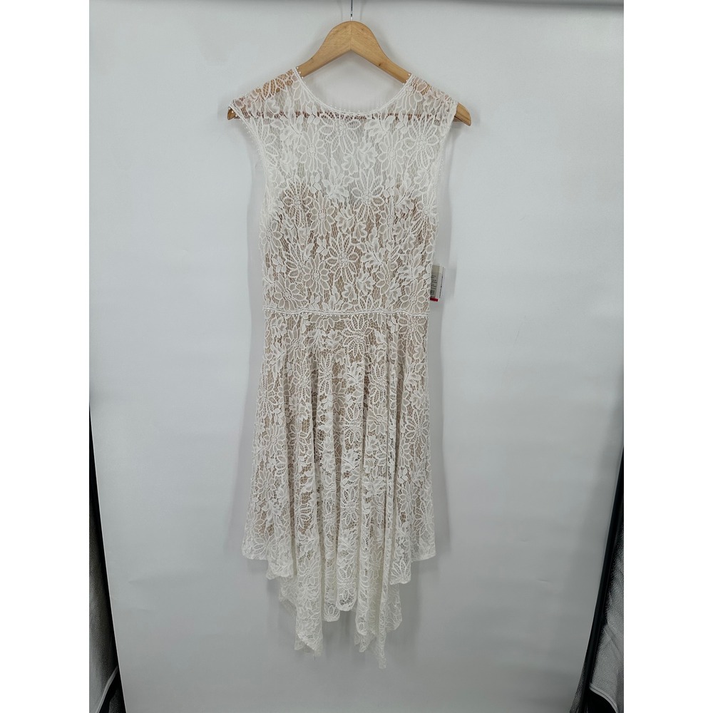 DB Studio Womens Lace Dress Size 12 Bridal Shower Rehearsal Event Gala Hanky Hem